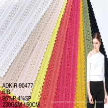 New arrival polyester spandex ribbed stretch custom rib swim knitted sweater fabric composition and textiles for clothing